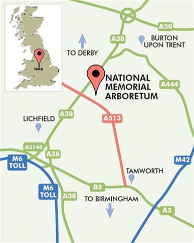 National Memorial Arboretum map